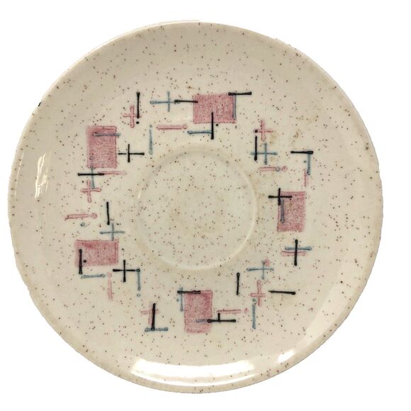 Metlox Vernon Ware Tickled Pink 6" Saucer Plates 50s Dinnerware MCM Set of 4 - Picture 6 of 12